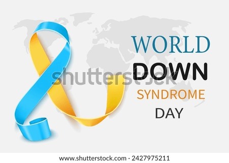 World Down Syndrome Day. Blue and yellow ribbon, postcards, banners, posters, social networks and much more.
