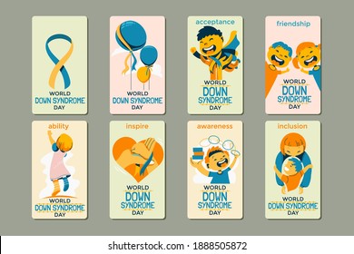 World Down Syndrome Day Concept Social Media Story Vector Illustration