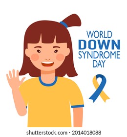 Ilustración vectorial del Día Mundial del Síndrome de Down sobre fondo blanco. Apoyo a las enfermedades infantiles.