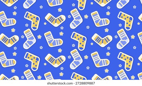 World Down Syndrome Day Lots of Socks Campaign Pattern. Hand Drawn Colorful Random Stocking Texture for Kids Fashion
