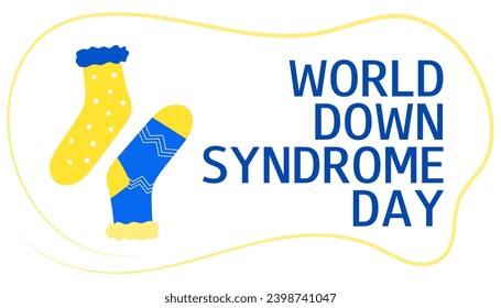 World Down Syndrome day. March 21. Different socks as a symbol for WDSD. Vector illustration. 