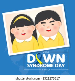 World Down Syndrome Day on 21 march, a Down Syndrome Awareness day vector illustration.