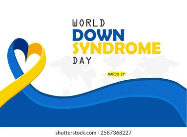 World Down Syndrome Day on 21 March. Down Syndrome awareness ribbon vector illustration. Greeting card, poster, flyer and Banner, background design.