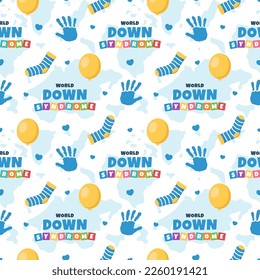 World Down Syndrome Day Seamless Pattern Design in Template Hand Drawn Cartoon Flat Illustration