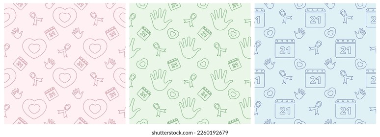Diseño de patrón sin problemas del Día Mundial del Síndrome de Down en una ilustración plana de dibujos a mano de plantilla
