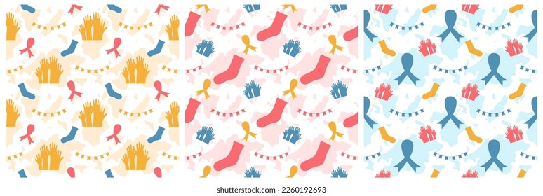 World Down Syndrome Day Seamless Pattern Design in Template Hand Drawn Cartoon Flat Illustration