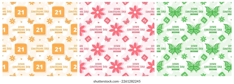 World Down Syndrome Day Seamless Pattern Design in Template Hand Drawn Cartoon Flat Illustration