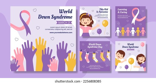 World Down Syndrom Day Social Media Post Flat Cartoon Hand gezeichnete Vorlagen Illustration