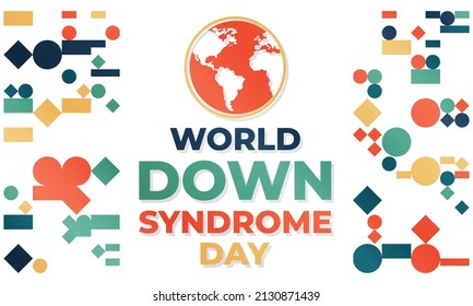 El Día Mundial del Síndrome de Down (WDSD), 21 de marzo, es un día mundial de sensibilización que ha sido observado oficialmente por las Naciones Unidas desde 2012. Diseño para afiches, tarjetas, pancartas y fondo. EPS vectorial 10.