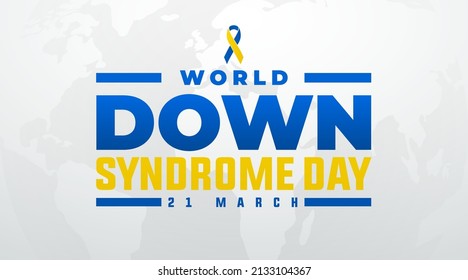 world down syndrome march 21 modern creative banner, sign, design concept, social media post, template with blue and yellow down syndrome ribbon on an abstract background 