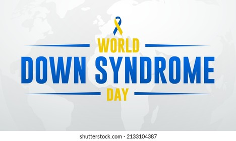 world down syndrome march 21 modern creative banner, sign, design concept, social media post, template with blue and yellow down syndrome ribbon on an abstract background 