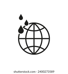 World with a drop icon. Vector illustration. EPS 10.