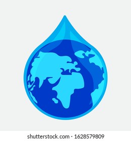 World in a drop of water, vector illustration