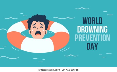 World Drowning Prevention Day background, banner, card, poster or template. Vector illustration.