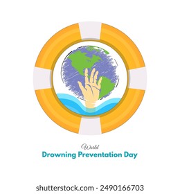 World Drowning Prevention Day Design. 25th July Vector, Illustration. Drowning hand or sinking hand.