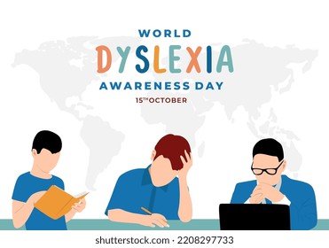 World dyslexia awareness day background celebrated on october 15.