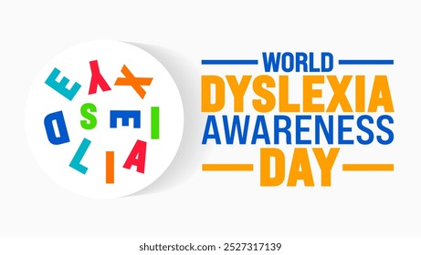 Dia Mundial da Consciência da Dislexia fundo ou modelo de design de banner é observado todos os anos em outubro. Conceito de férias. Modelo para cartão, cartaz, cartaz, modelo. eps 10