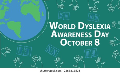 Vektorbanner-Design des Welt-Dyslexia-Tages mit geometrischen Formen und lebhaften Farben auf horizontalem Hintergrund. Happy World Dyslexia Day moderne minimale Poster.