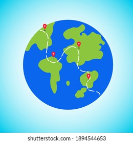 World Earth Colorful Icon Gps Navigation Unity Community Worldwide International Globe Flat Cartoon Illustration