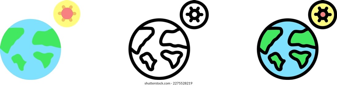 World, Earth, coronavirus vector icon in different styles. Line, color, filled outline