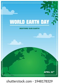 world earth day april 22th poster. earth day concept. vector illutration