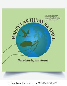 World Earth Day background with globe in plant in vector style. Environmental and Climate Literacy. Vector illustration, card, banner, poster, calendar or template. April 22, Holiday, save  the Earth.