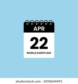 World Earth day calendar lettering design.  Calendar showing April 22, world earth day lettering in trendy style. 