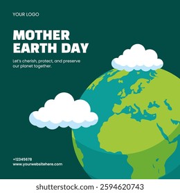 World Earth Day Campaign Illustration in a Flat Cartoon Background