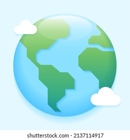 World Earth Day Caring Planet Isolated Eco Sustainability Responsibility Concept Cartoon Vector 3d reflect Illustration