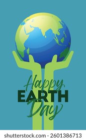 World earth day concept, hands holding globe, 22 April Earth day concept, Earth vector Illustration