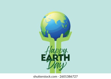 World earth day concept, hands holding globe, 22 April Earth day concept, Earth vector Illustration