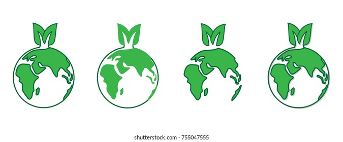 World earth day concept illustration vector templates. Eco friendly logo with eartn and green leaves