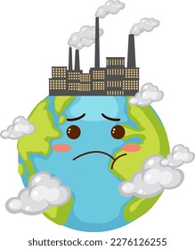 World earth day concept with industrial factory on earth globe illustration