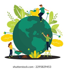 World earth day concept of saving the world by planting more trees