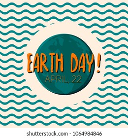 World Earth day concept. Vector illustration. Earth map shapes with shadow and waves in flat style.