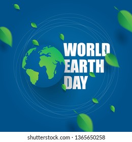 World earth day creative background with globe and leaf