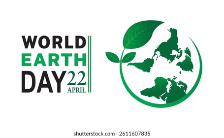 World Earth Day design with leaf, world map, with vector