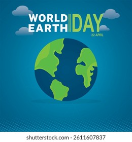 World Earth Day design with leaf, world map, with vector