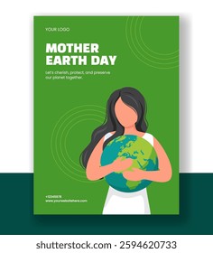 World Earth Day Digital Vertical Poster in Hand Drawn Flat Cartoon Style
