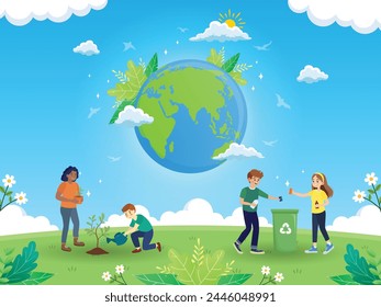 Diseño de fondo feliz del medio ambiente del Día Mundial de la Tierra