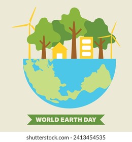 World Earth Day Flat Illustration	
