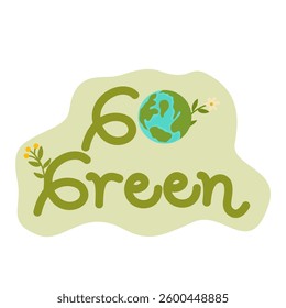 World Earth Day, Go Green Typography Sticker