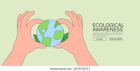 Día Mundial de la Tierra. Energía verde, ASG, medio ambiente, social y concepto de Anuncio de gobernanza empresarial. Recursos renovables y sostenibles. El cuidado ambiental y ecológico. Mano abrazo globo con hojas.