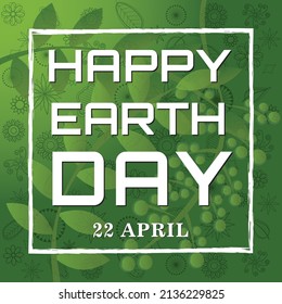 World Earth Day Green Floral background Poster Typography Banner vector illustration