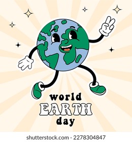 World Earth day groovy character