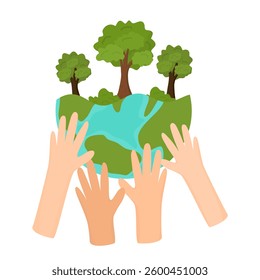 World Earth Day, Hands Holding Earth Illustration