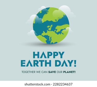 World earth day. Happy Earth day celebration banner with earth globe and dark green background. 22nd April day, save the planet. World environment and earth day. social poster for planet. Save planet