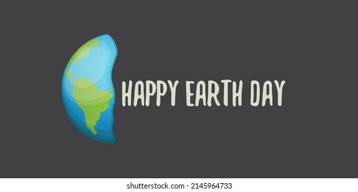 World earth day horizontal banner with earth globe isolated on grey background . Vector World earth day concept horizontal illustration with planet isolated on dark space  background