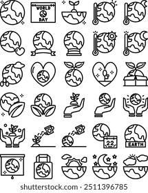 World Earth Day Icon Pack in Line Style