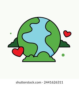 world earth day illustration with groovy style